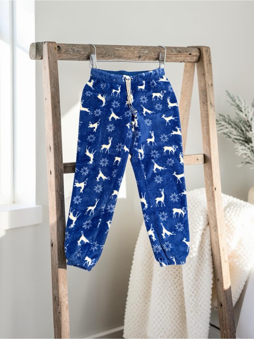 Fleece Holiday Reindeer Pajama Pants SZ SM